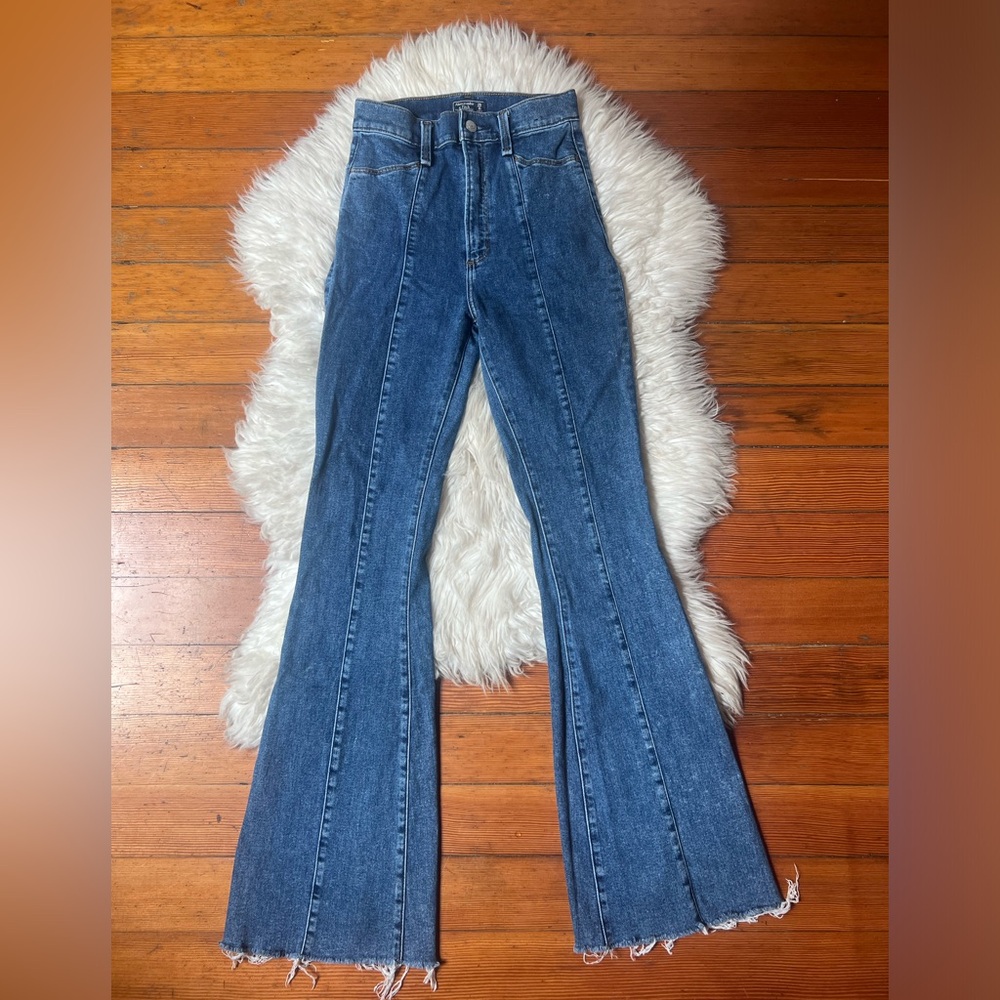 Abercrombie & Fitch Blue Flare Wide Leg Bell Bottom Jeans - Picture 1 of 9